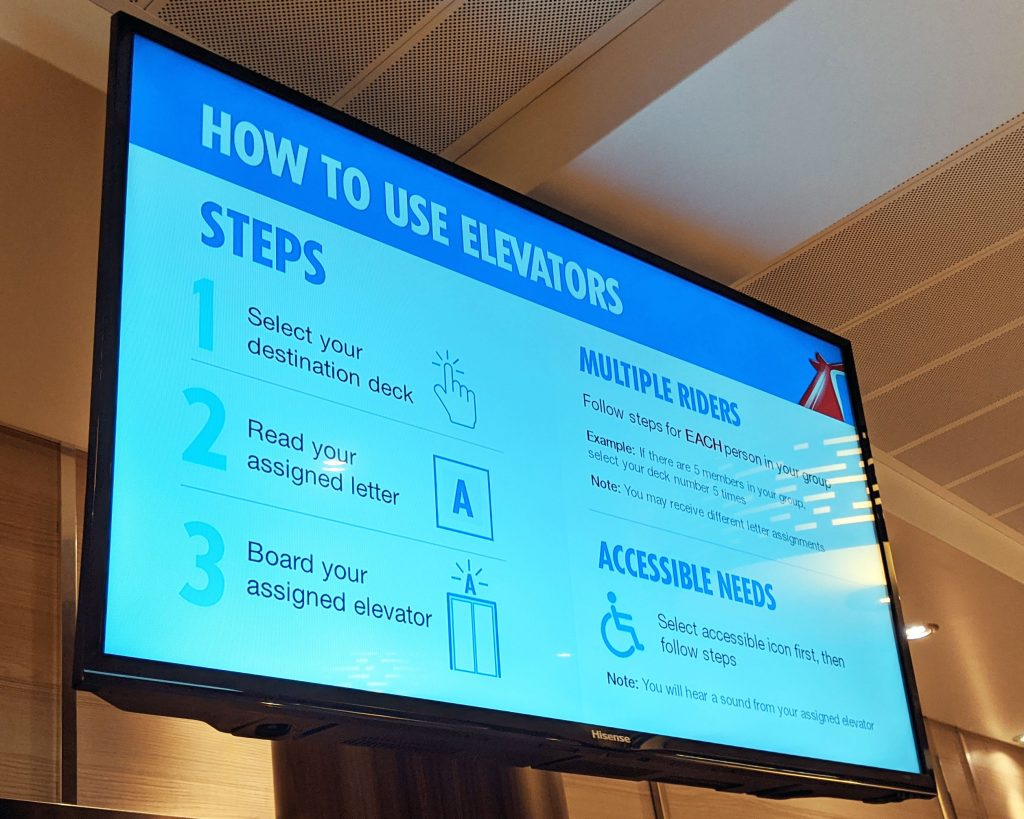 Carnival Horizon - Elevator Instructions