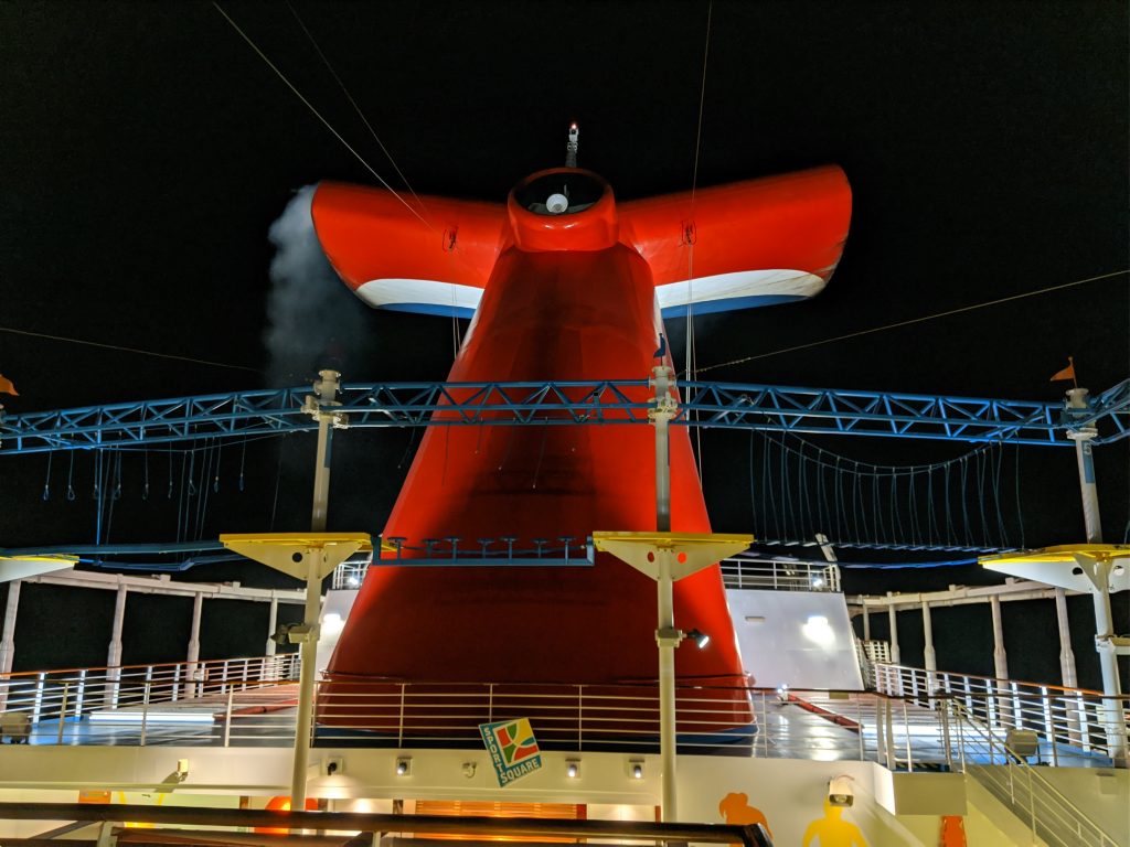 Carnival Horizon Funnel at Night