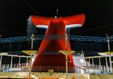 Carnival Horizon Funnel at Night