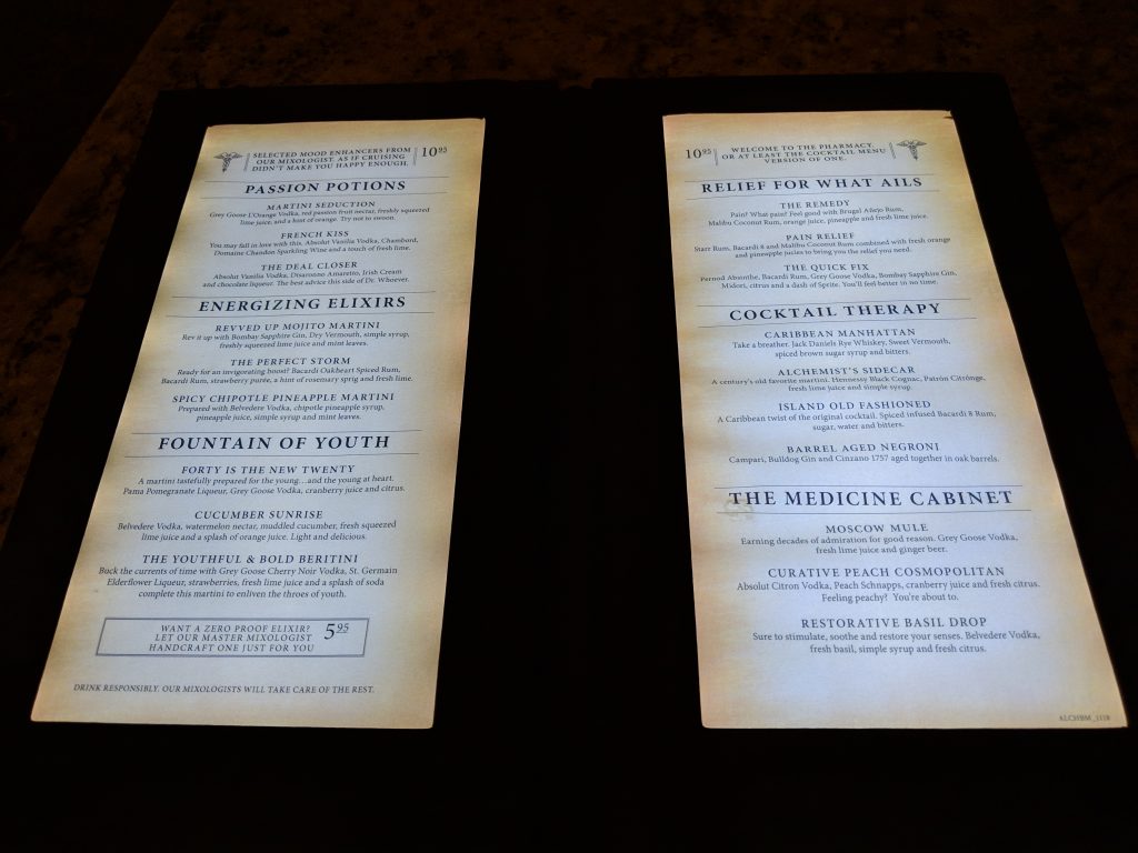 Carnival - Alchemy Bar - Drink Menu