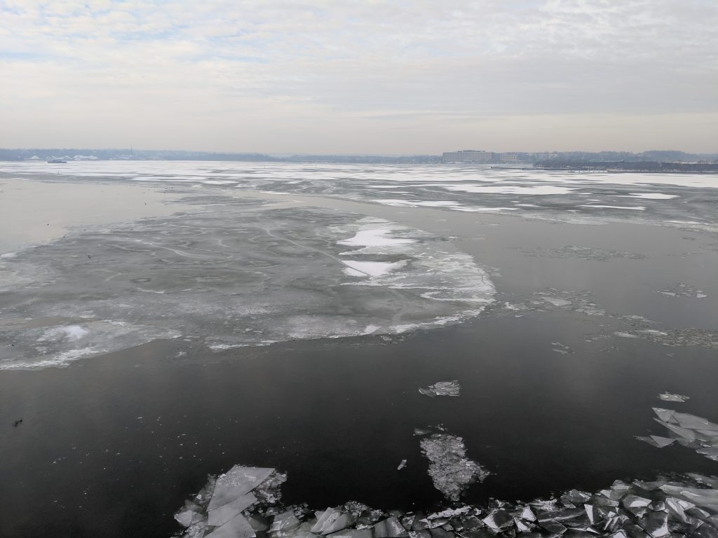 Ice in the bay at the Port of Baltimore