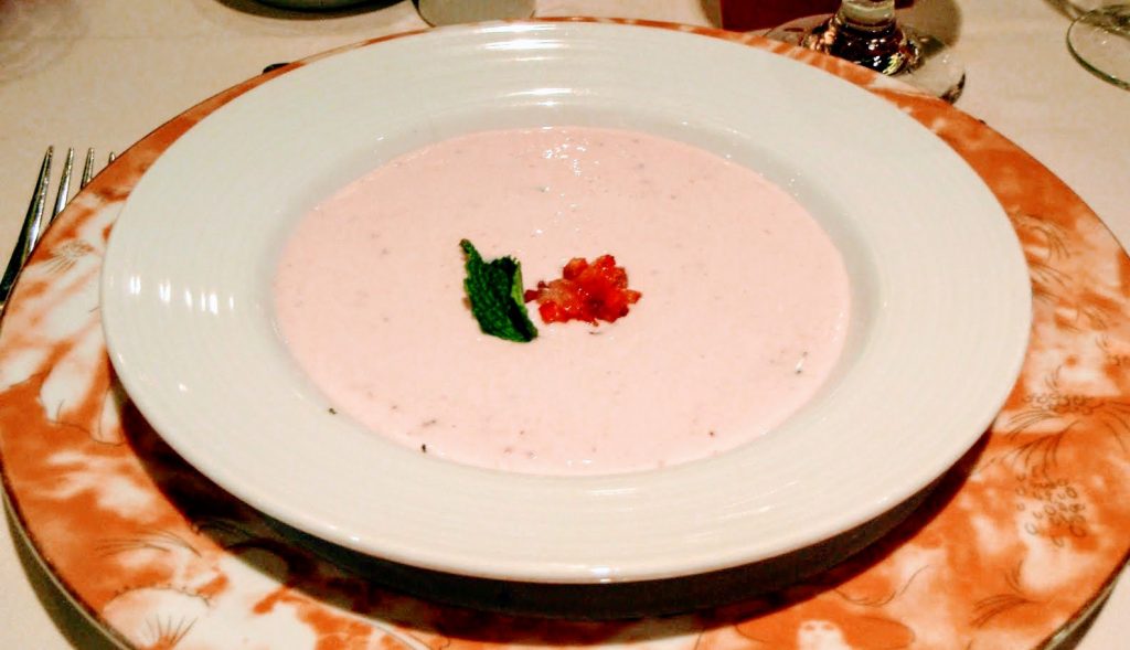 Carnival's Strawberry Bisque served in the Main Dining Room