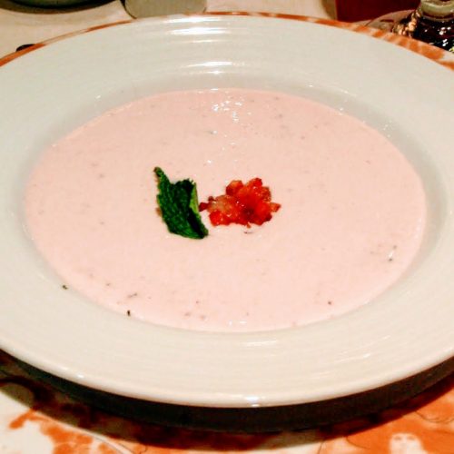 Carnival's Strawberry Bisque served in the Main Dining Room