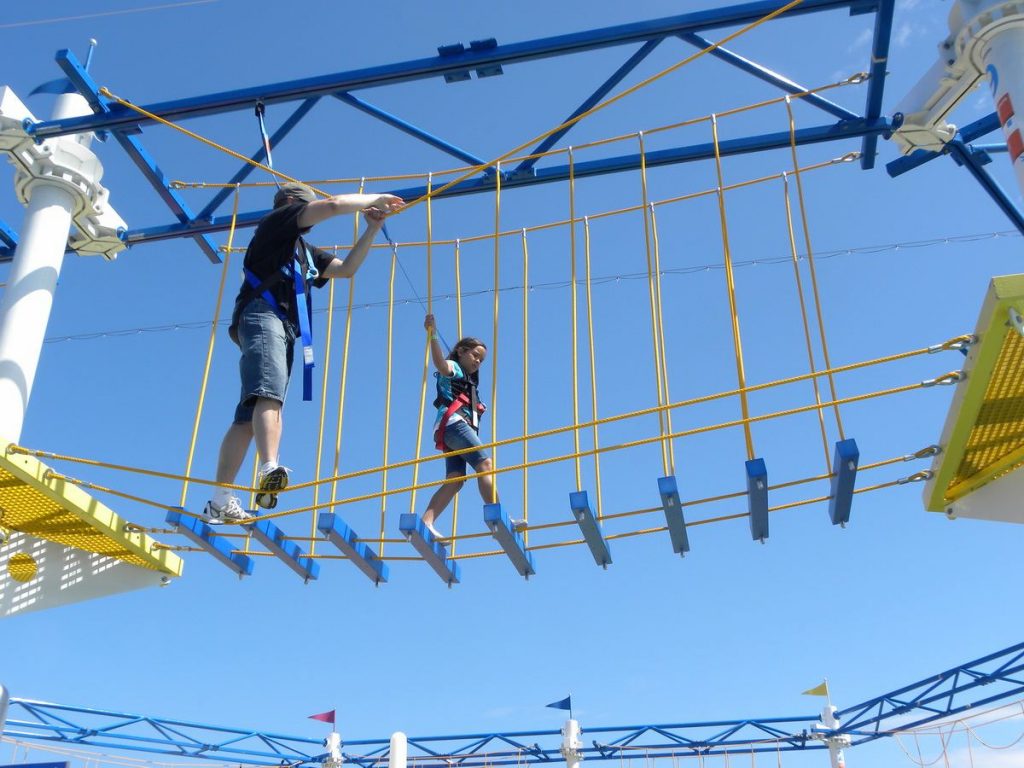 Kids and Adults can test their skill on the SkyCourse