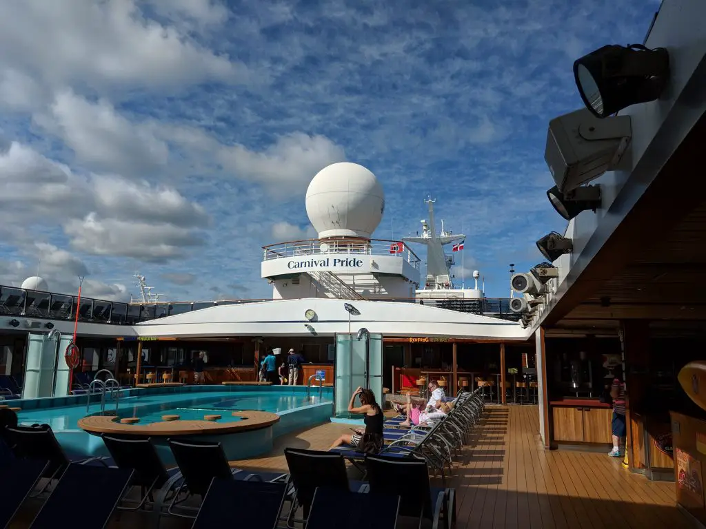 The main pool on the Carnival Pride on a winter cruise
