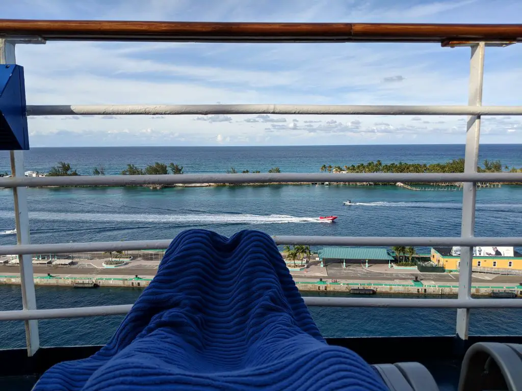 Relaxing on the balcony in Nassau