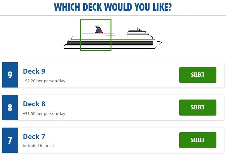 Choosing a floor when booking a cruise on Carnival.com