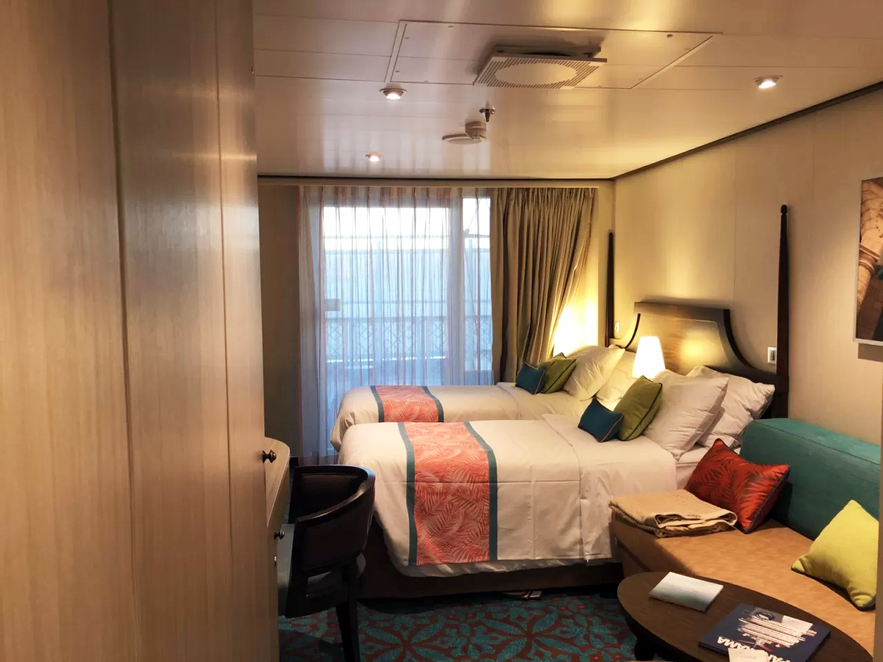 Ocean view stateroom with patio cabana on the Carnival Panorama