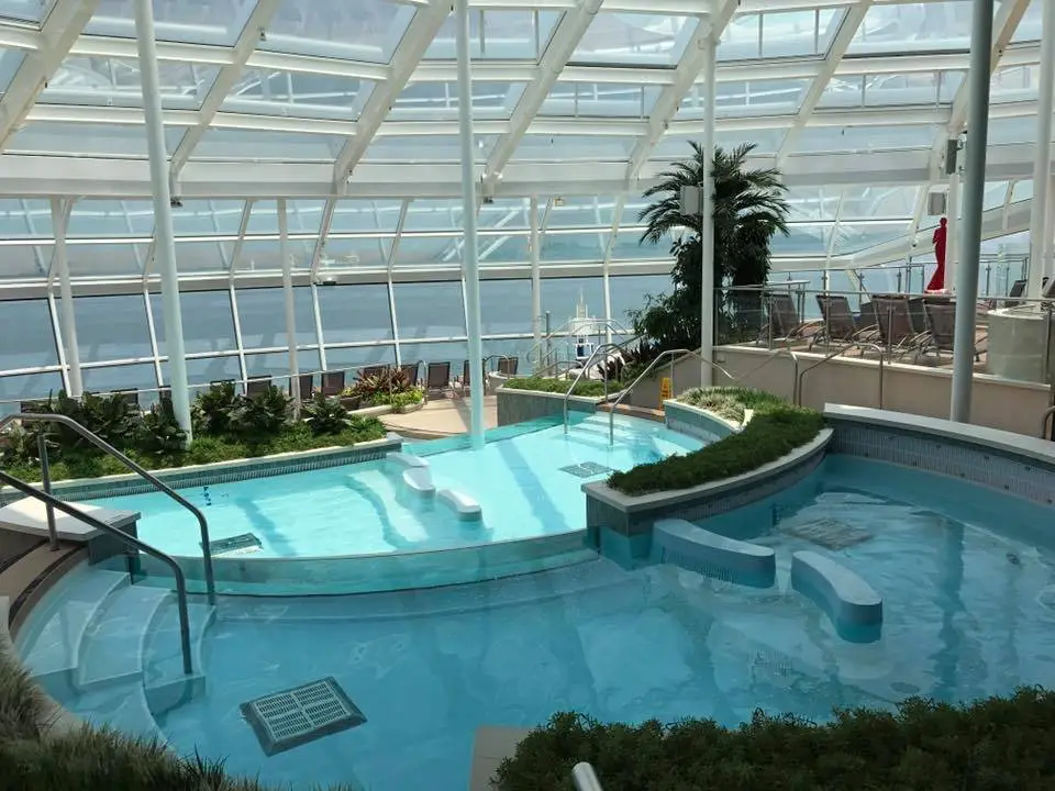 The Solarium, an enclosed, adult's only area with several infinity pools on Royal Caribbean's Ovation of the Seas