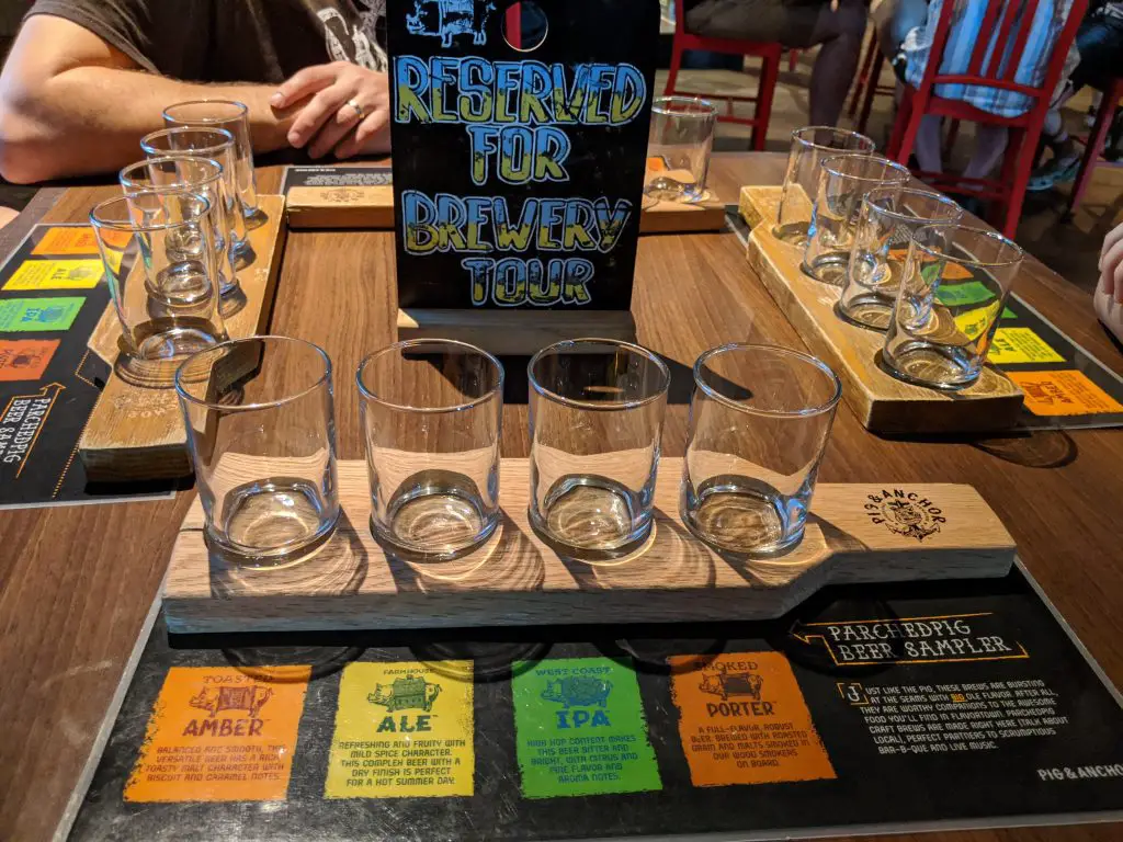 Flight of Parched Pig Beers at the Brewery Tour on the Carnival Horizon