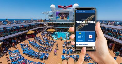 iPhone with Carnival Hub app installed on the Carnival Horizon