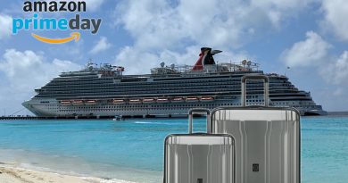 Suitcases on cruise ship with Amazon Prime Day Logo