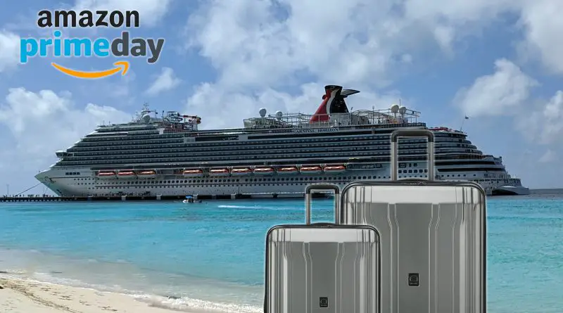 Suitcases on cruise ship with Amazon Prime Day Logo