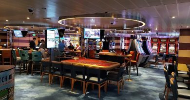 Casino with slots and tables on the Carnival Breeze