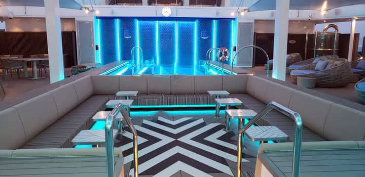 Pool lounger with led lighting on a cruise ship