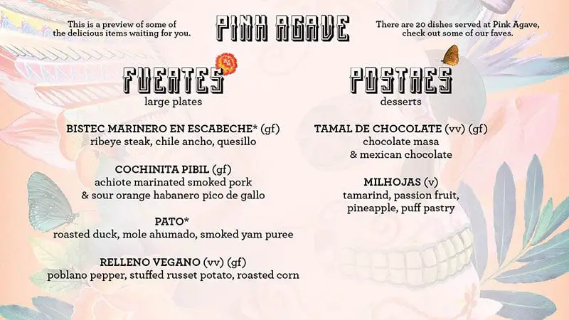 virgin voyages pink agave food menu page 1