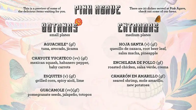 virgin voyages pink agave food menu page 2