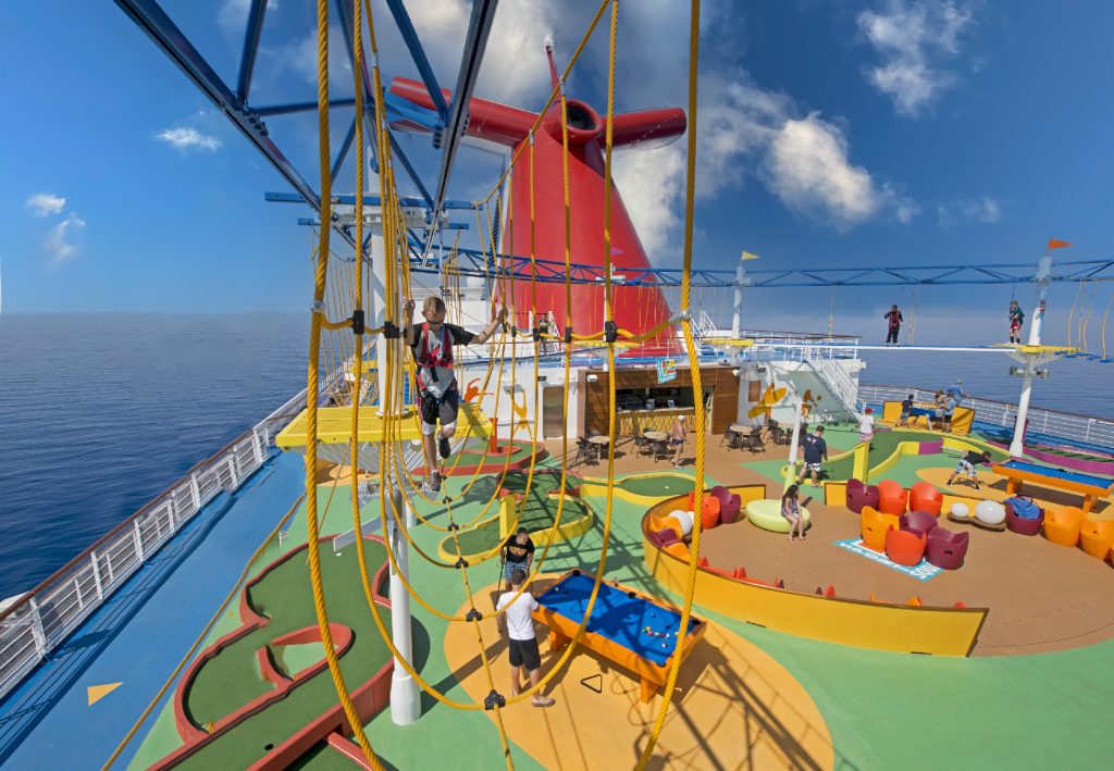 kid on ropes course on a cruise ship