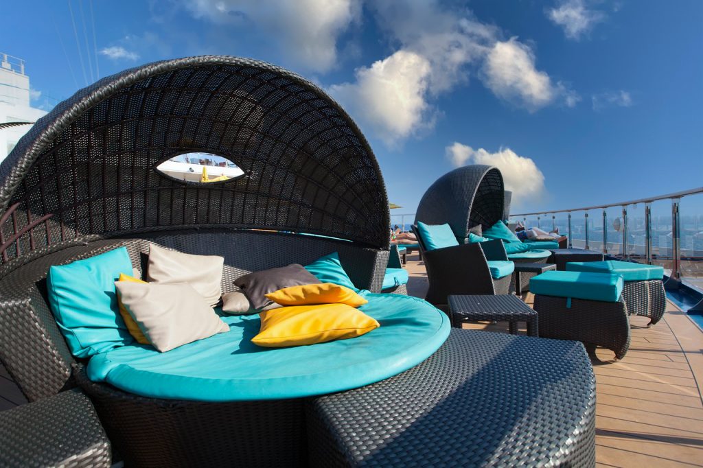 Teal clamshell on a cruise deck