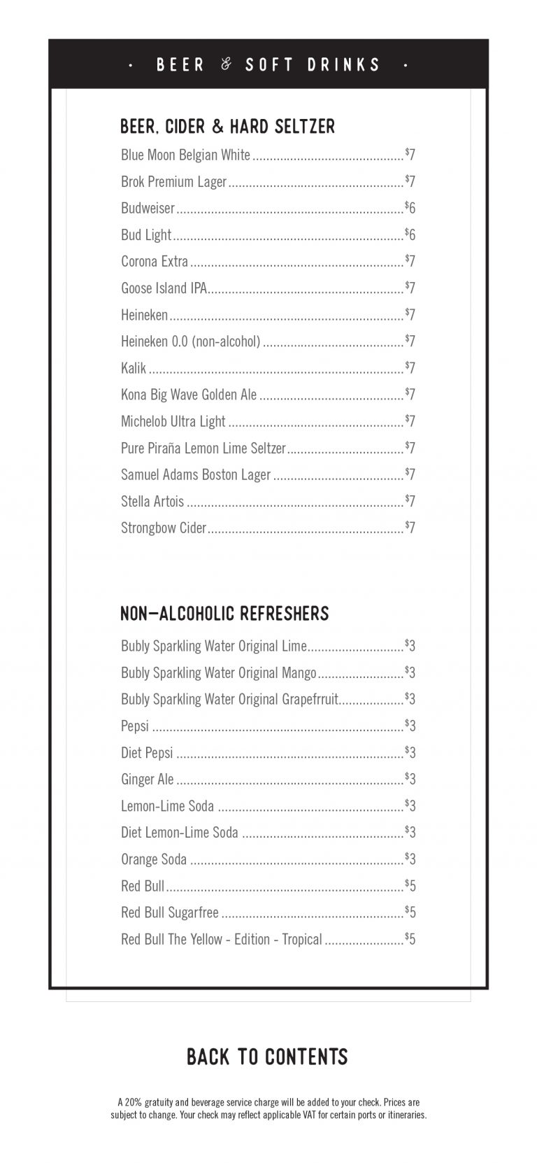 A-List Bar Menu page 4