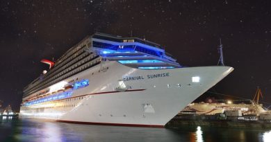 Carnival Sunrise Cruise ship at port at night