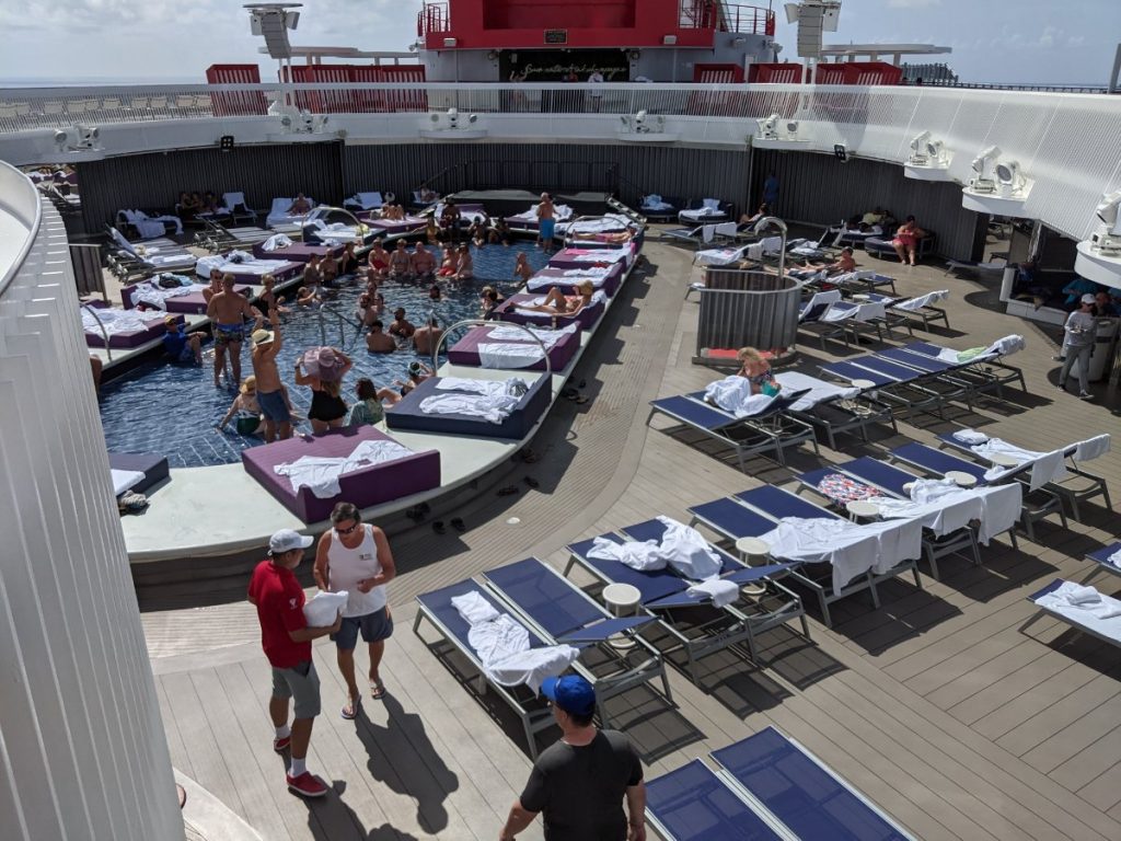 Scarlet Lady Main Pool on a sea day