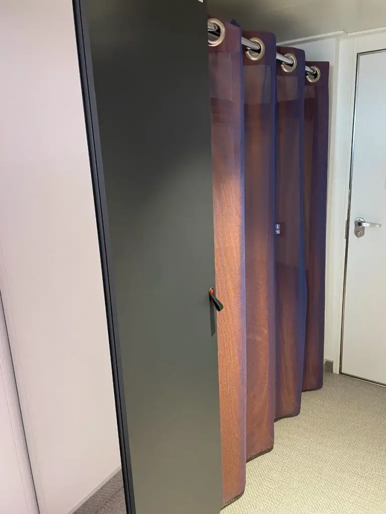 Purple curtain instead of closet doors