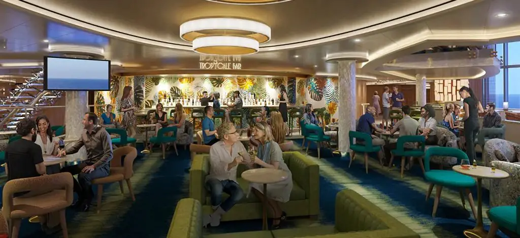 tropical themed bar on cruise ship