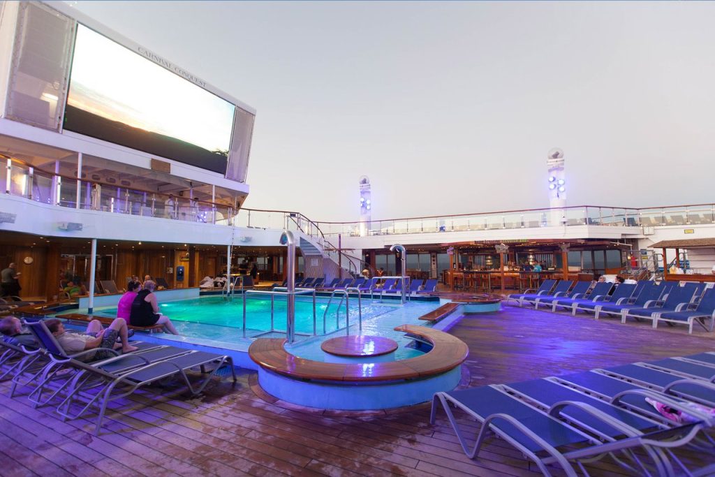 Night time with Dive-in Movies on the Carnival Conquest