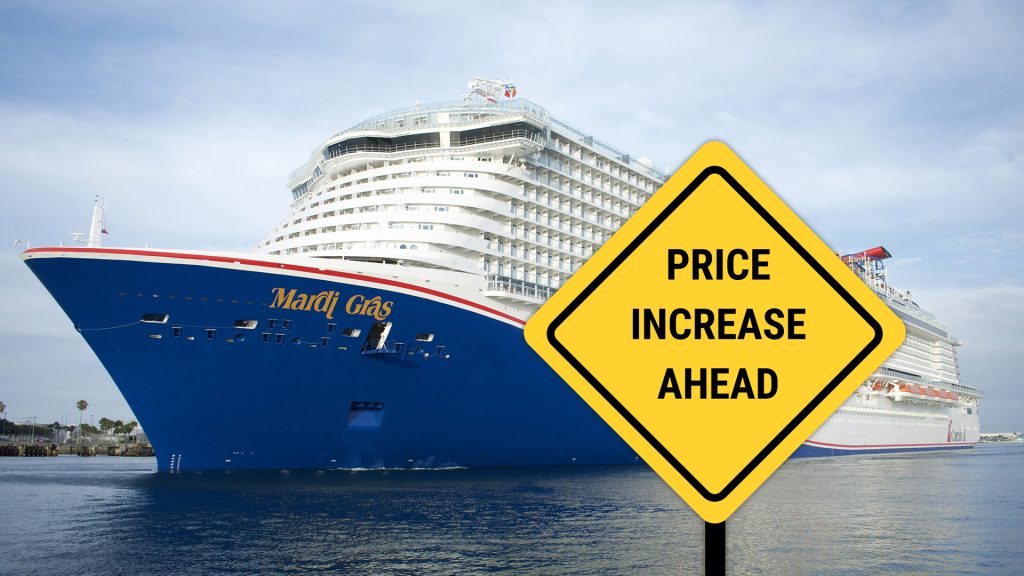 carnival price increase sign