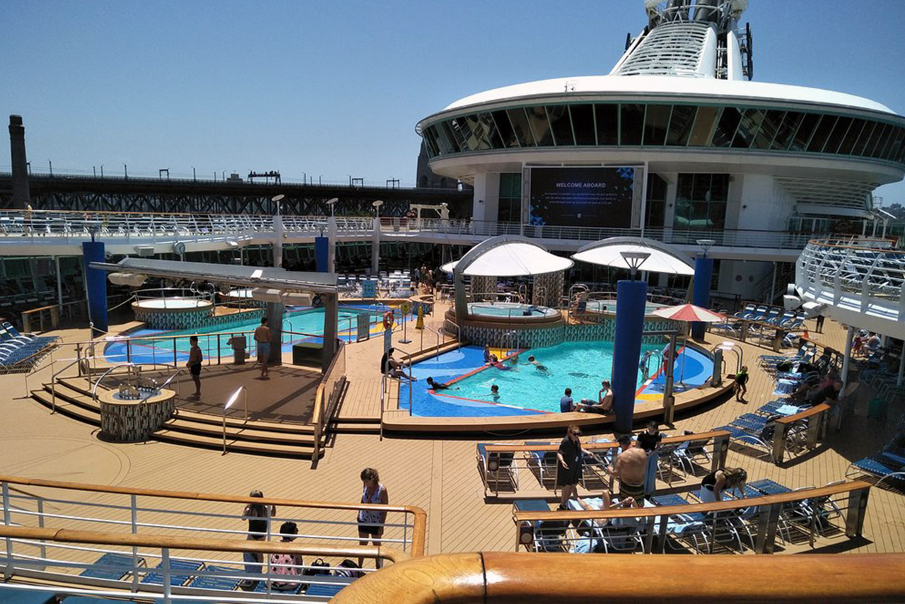 The main pool on Royal Caribbeans Explorer of the Seas