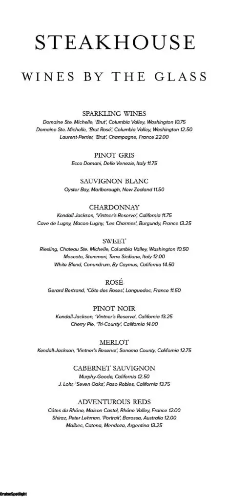 Carnival Steakhouse Wine Page 1 - May 22