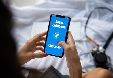 woman checking in using royal caribbean app