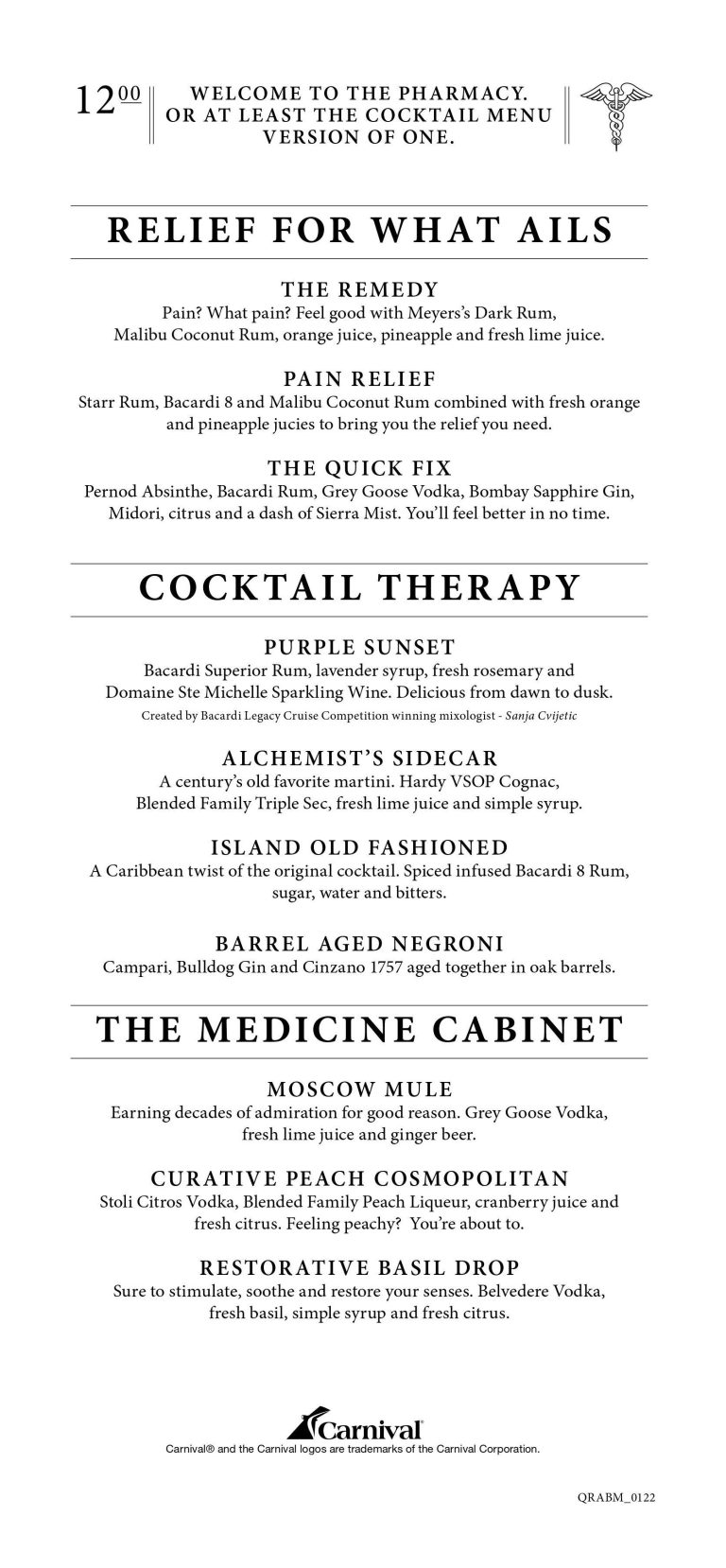 Carnival Cruise Line 2022 Drink Menus and Pricing Cruise Spotlight