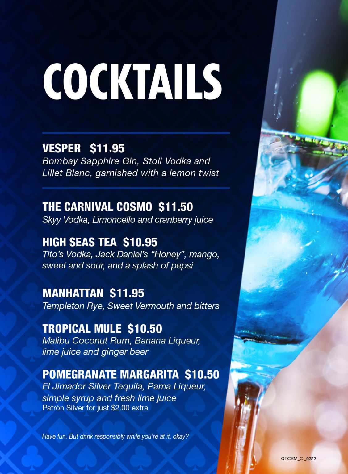 carnival cruise bar menu