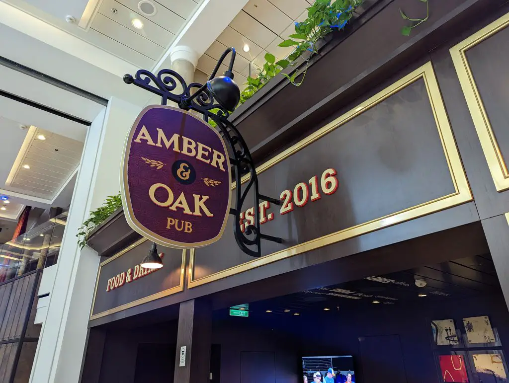 amber & oak sign on ovation of the seas