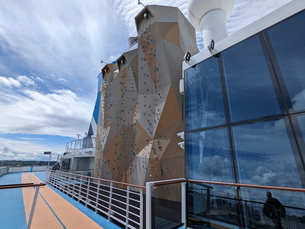 climbing wall on ovation of the seas