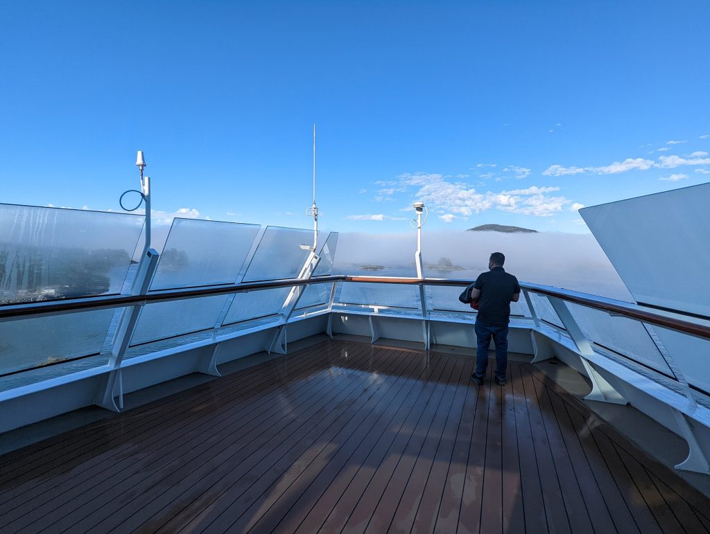 fog on the ovation of the seas in sitka