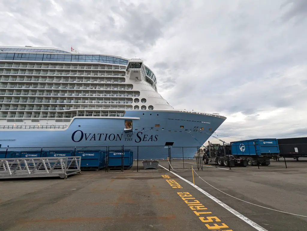 ovation of the seas in dock in victoria bc