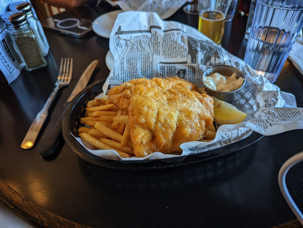 fish and chips at skagway brewing company