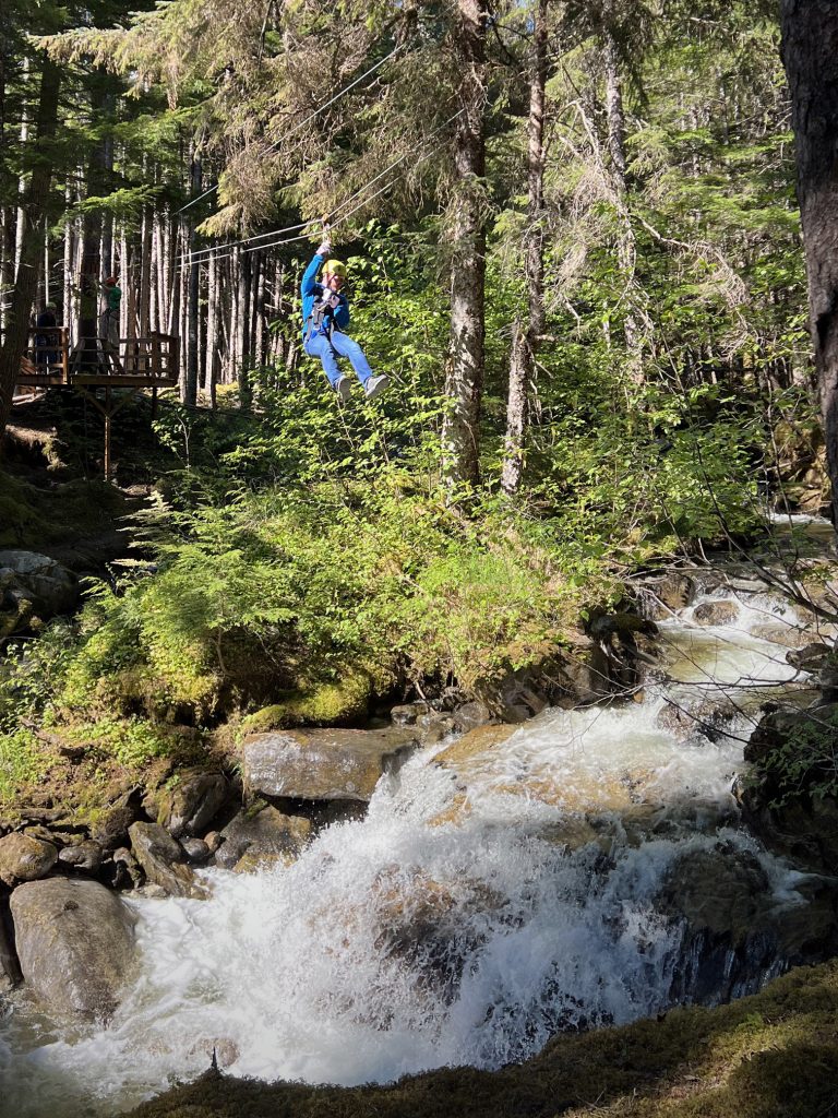 ziplining over grizzly falls