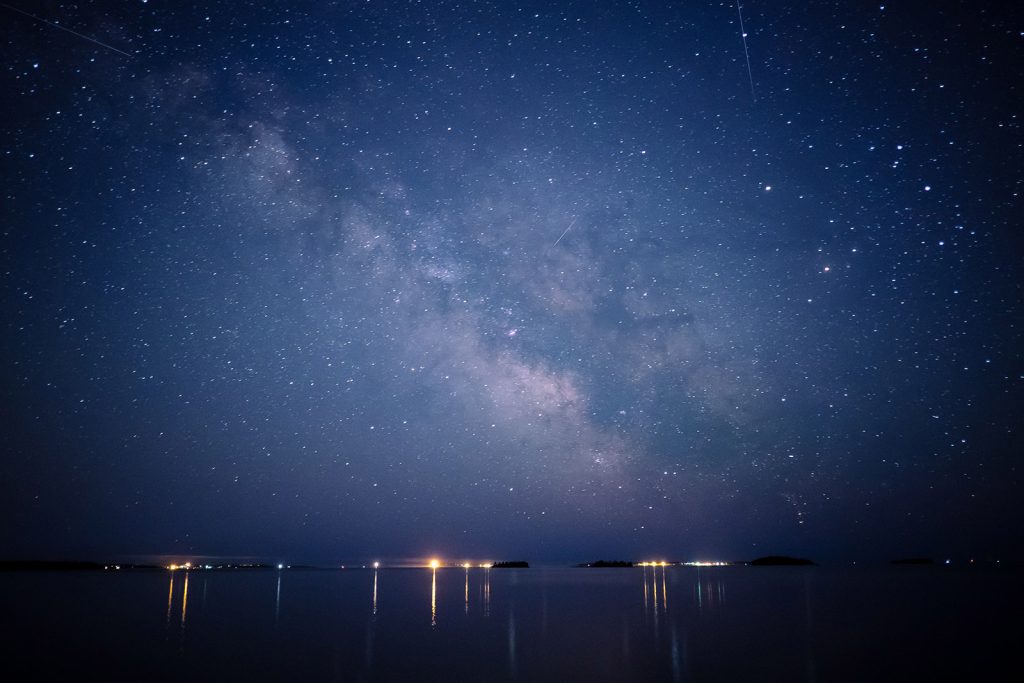 starry night over ocean