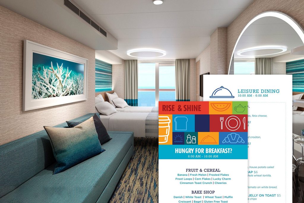 carnival room service menu in mardi gras room