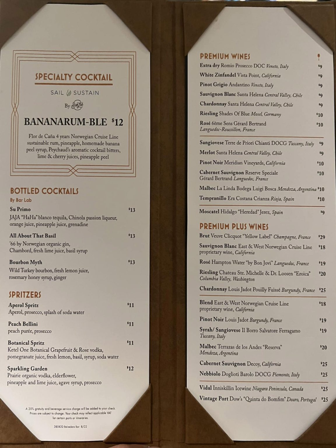 Norwegian Cruise Line Drink Menus and Pricing Cruise Spotlight