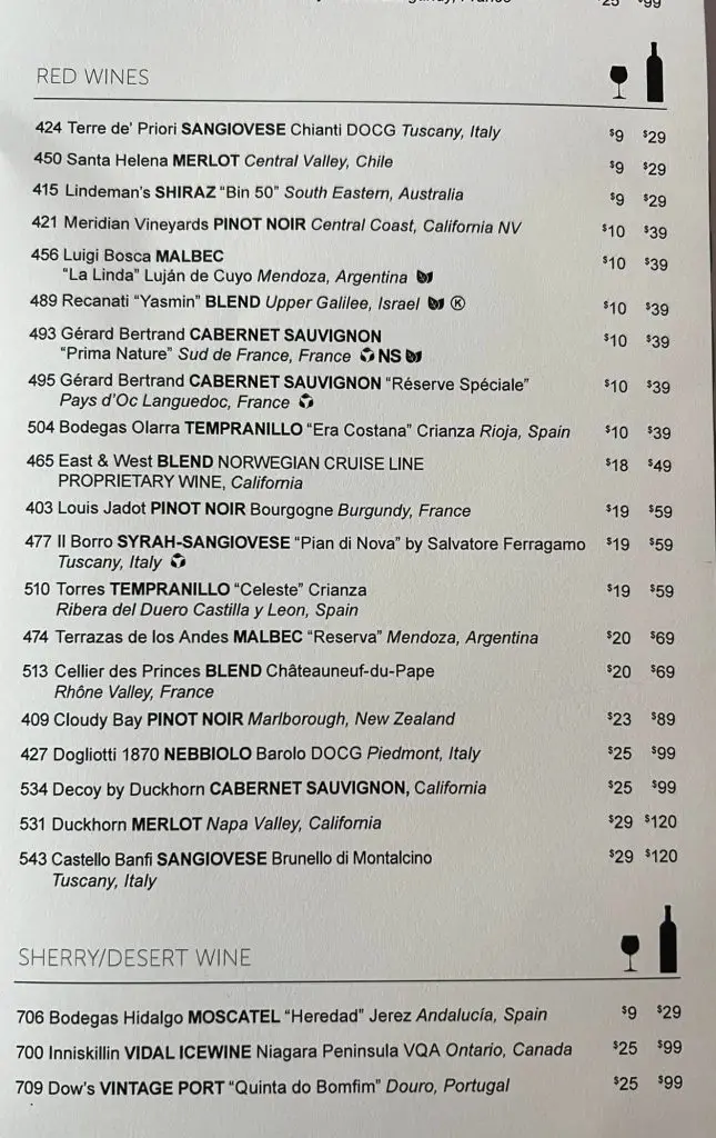 norwegian prima hudsons wine list page 2
