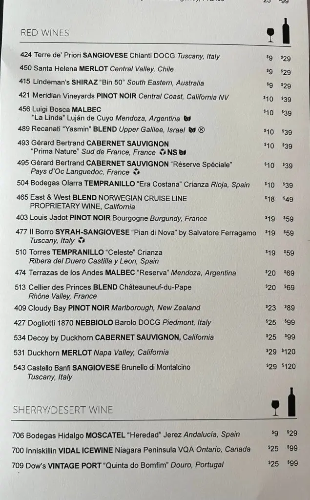 norwegian prima hudsons wine list page 8