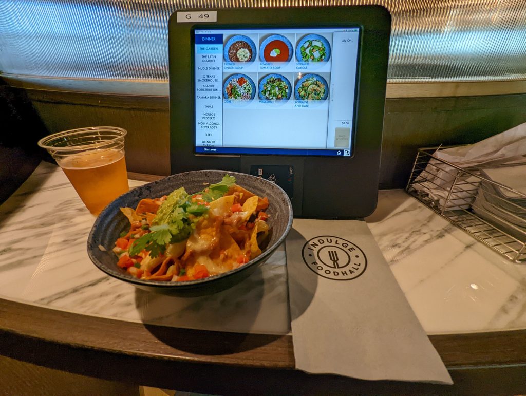 indulge food hall tablet and nachos