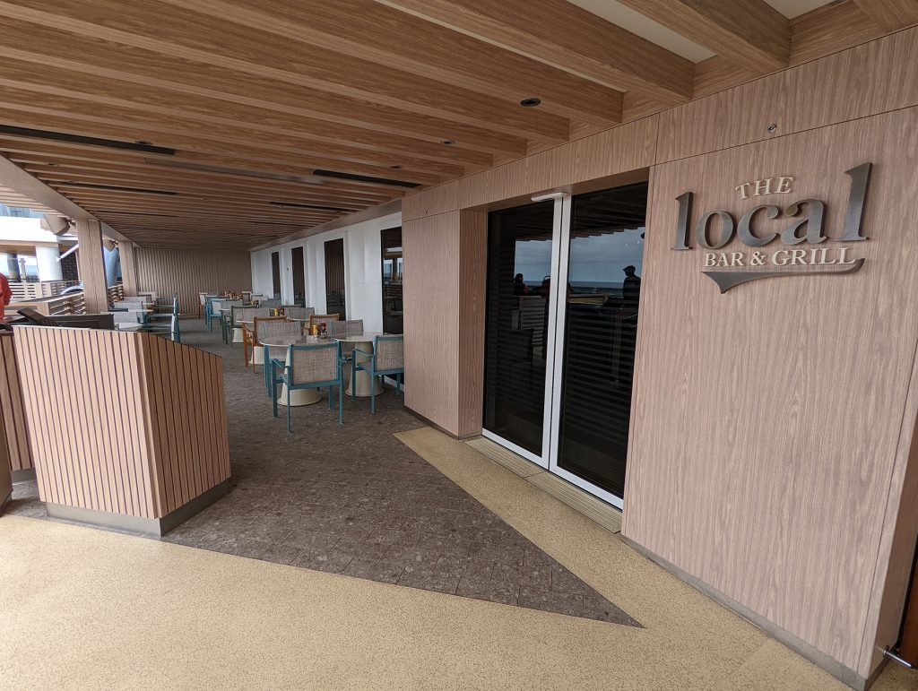 the local restaurant exterior seating on cruise deck promenade