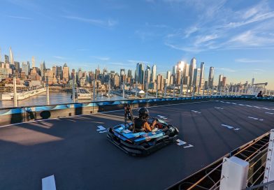 prima speedway against the NYC skyline