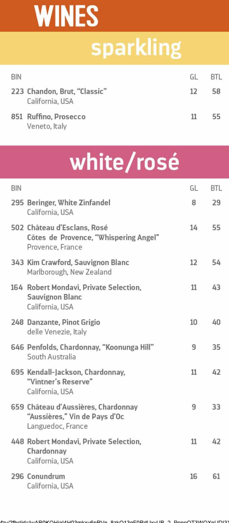 Solarium Bar Menu page 6